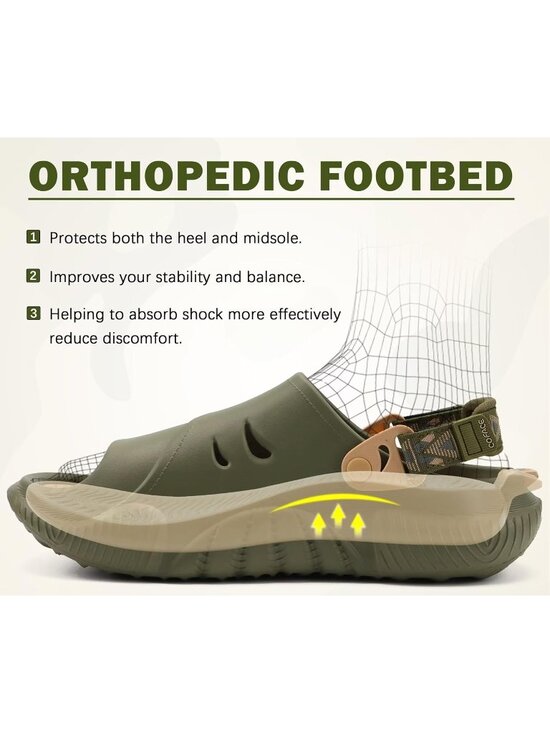 Men\'s Army Green Orthopaedic Mules Recovery Sandals Summer Fascistic Casual main image 4